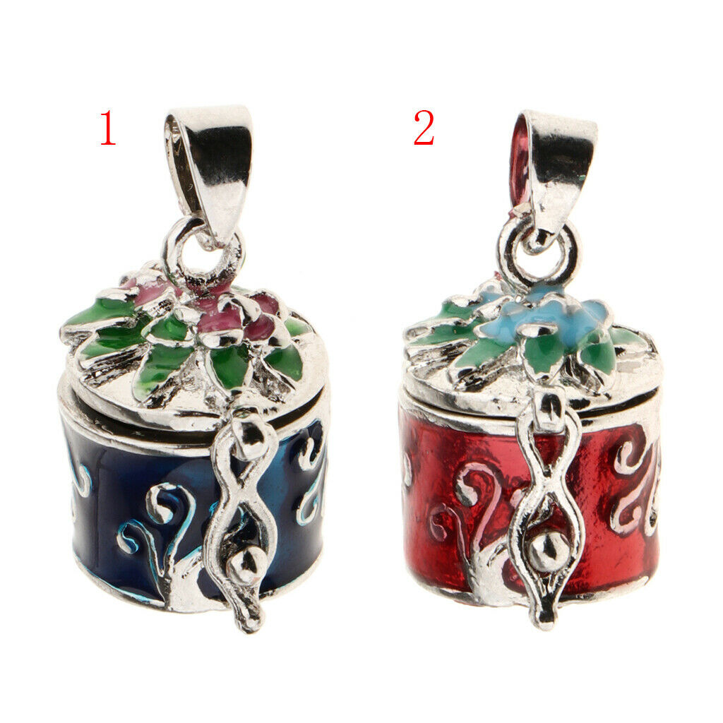 2 Pieces Retro Enamel Flower Cremation Keepsake Urn Pendant Memorial Jewelry
