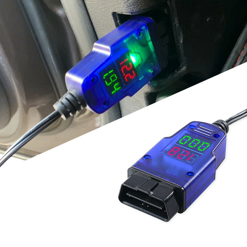 Digital Display 12V Car SUV OBD Battery Replacement Memory Saver OBDII Cable Set