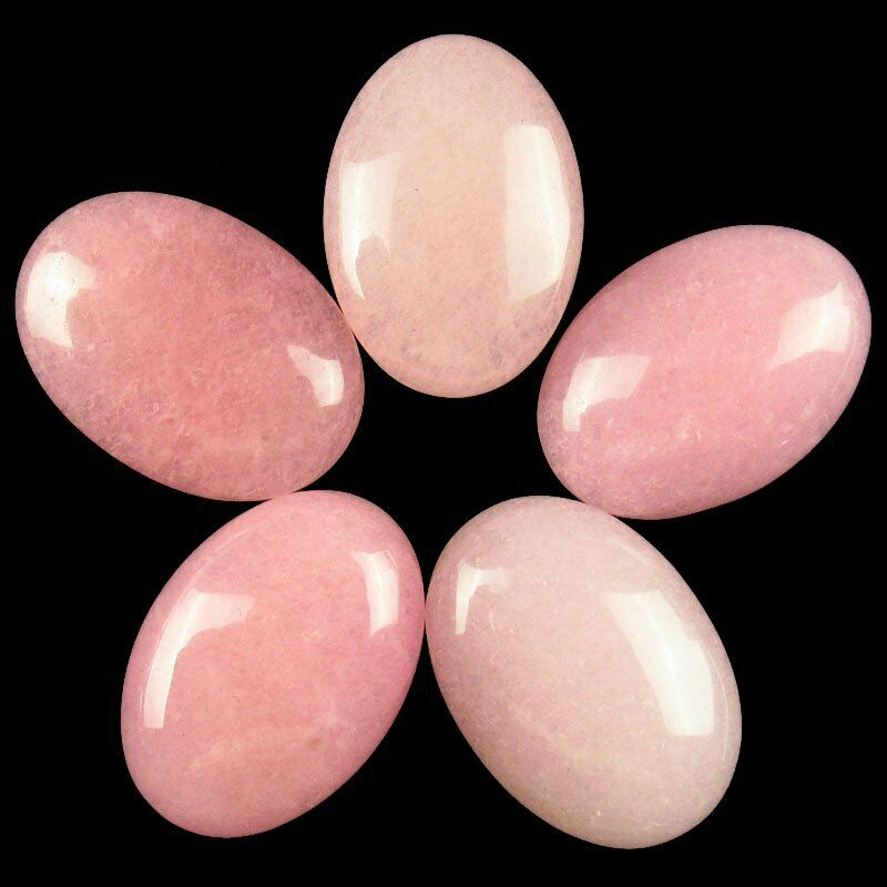 8Pcs 40g A+ Pink Jade Oval 25x18x6mm Cab Cabochon A-232JM