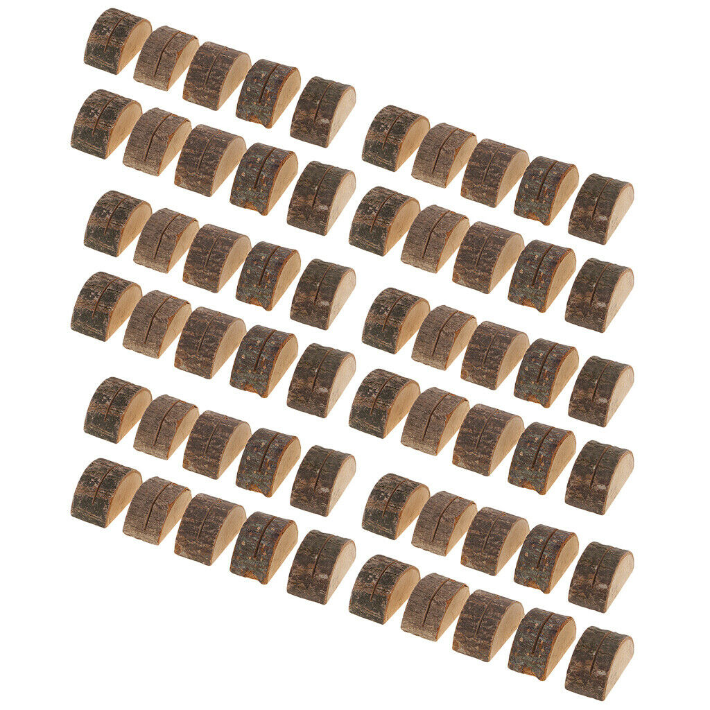 60 Pack Rustic Wooden Name Place Card Set  Wedding Party Stand Clip