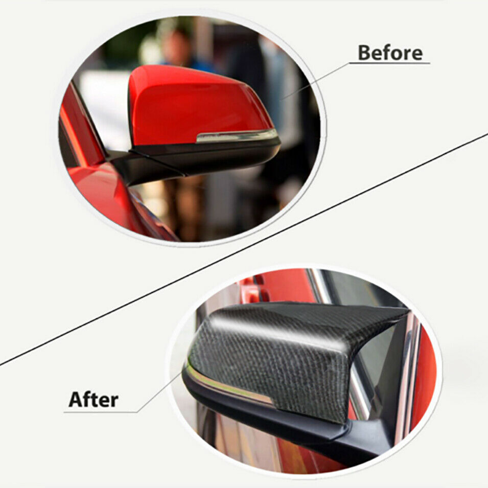 Pair Carbon Fiber Side Mirror Covers Caps FIT BMW 335i 430i 440i M235i xDrive M2