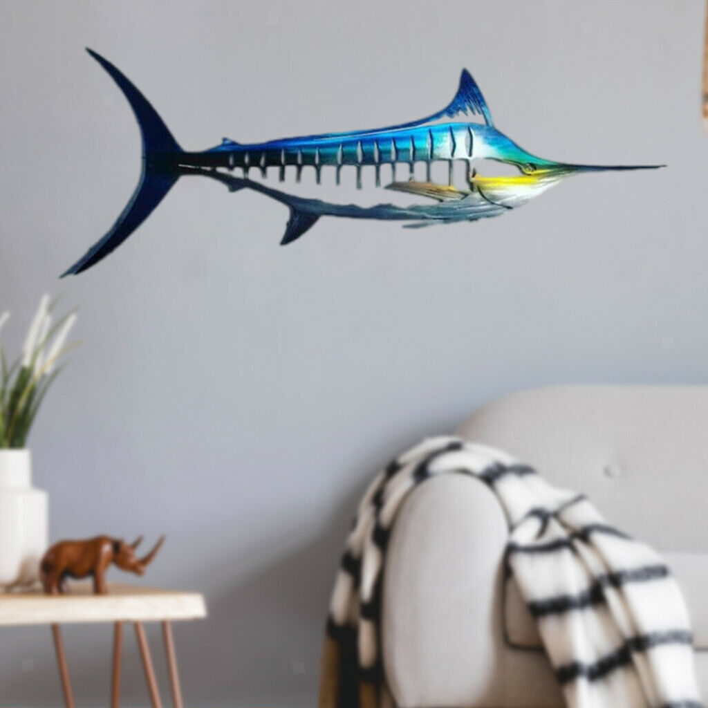 2x Metal Shark Wall Art Decor Art Ocean Fish Hanging Sculpture Garden Patio