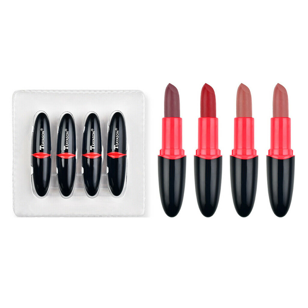 4 Pieces Women Non-stick Cup Lipsticks Set Long Lasting Lip Sticks Balm 01