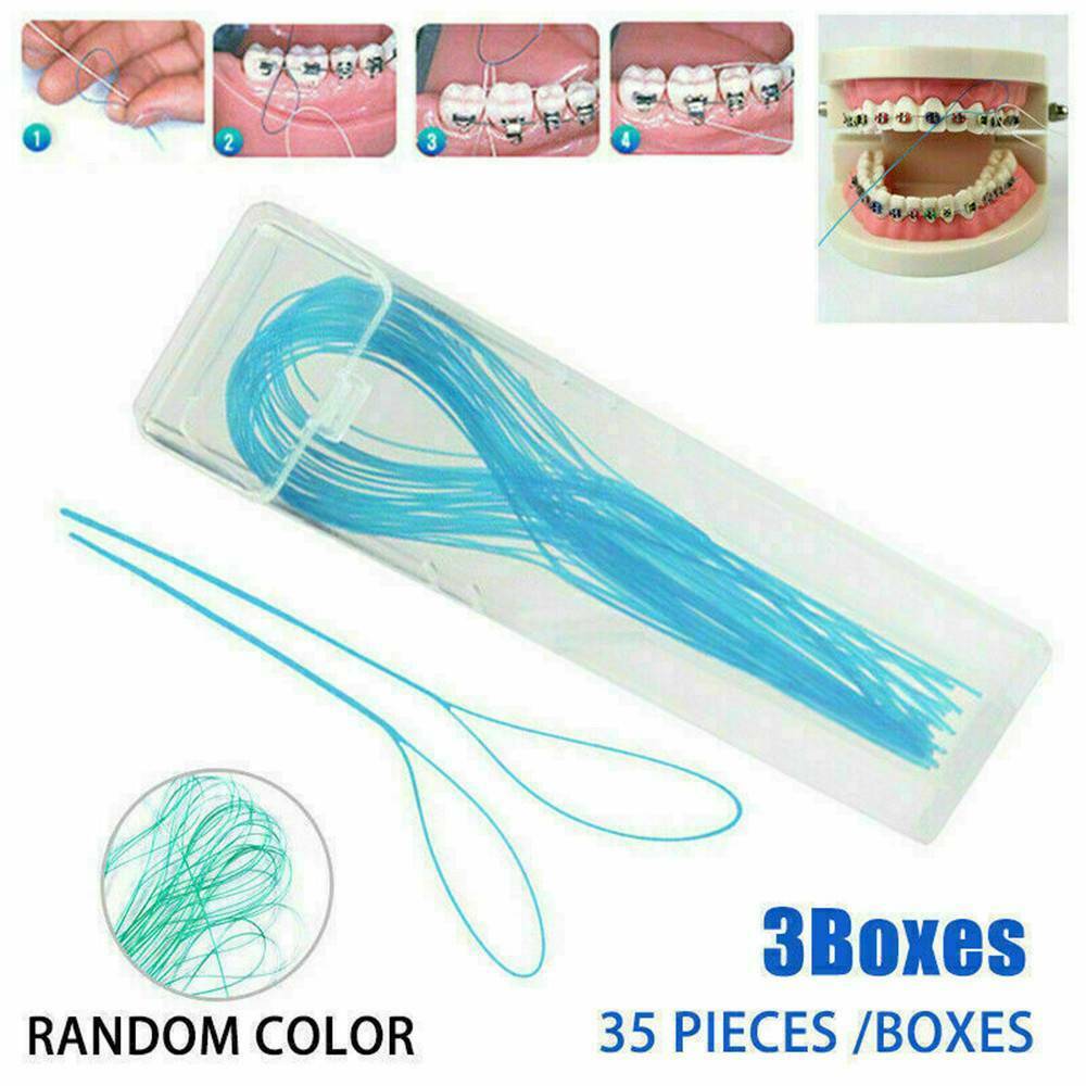 105pcs/set Dental Floss Threader Nylon Loop Floss Threaders Color Random 0.3mm