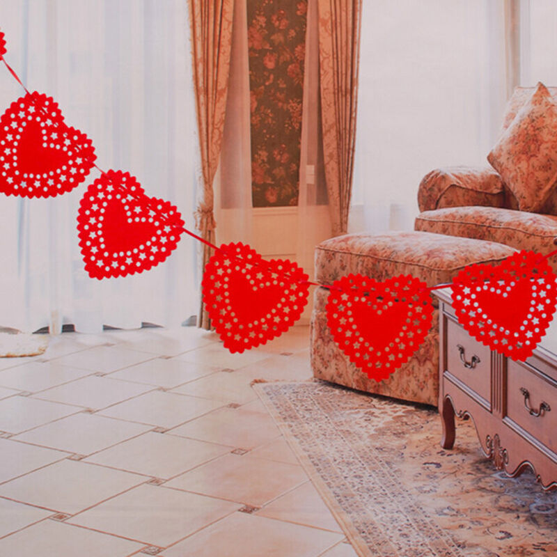 Heart Nonwovens Fabric Flag Party Garland Decor Banner Bunting Weddin.l8
