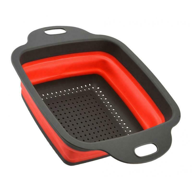 Silicone Collapsible Colander Drainer Basket Rectangle Folding Strainer S