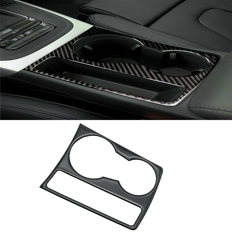 For Audi A4 B8 A5 2009-2015 Carbon Fiber Water Cup Holder Panel Frame Cover Trim