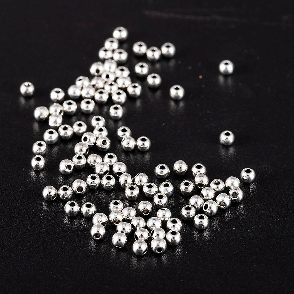 100pcs  Round Ball Beads DIY for Jewelry Making Findings~