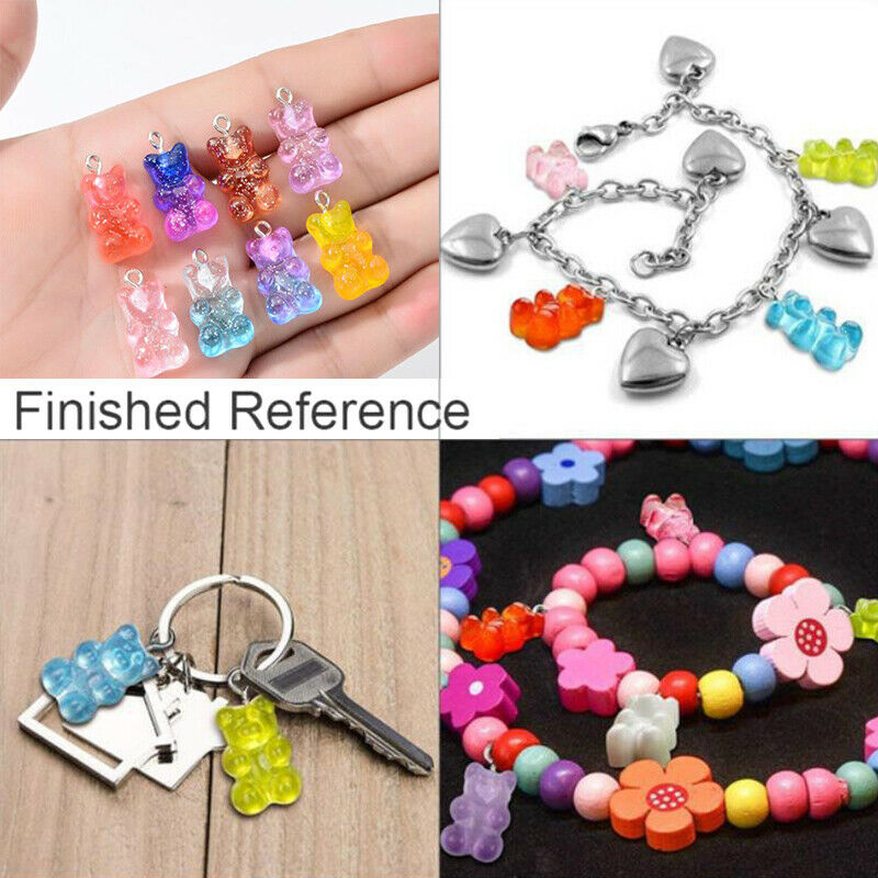 10Pcs Gummy Bear Charms Pendant Cartoon Bear Bead for DIY Crafts Jewelry Mak_DF
