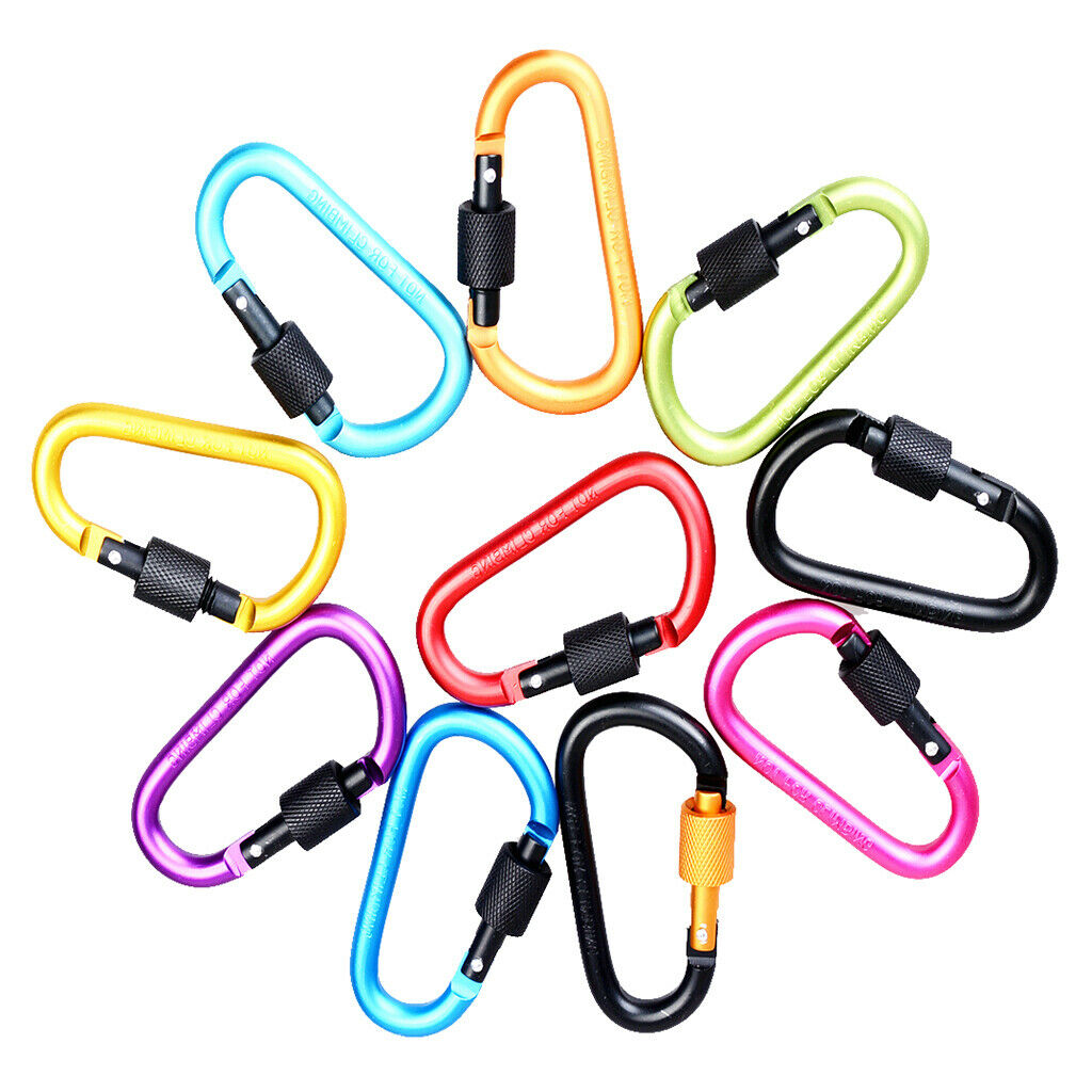 10Pcs D-ring Safty Metal Climbing Carabiner Buckle Snap Spring Clip Keychain