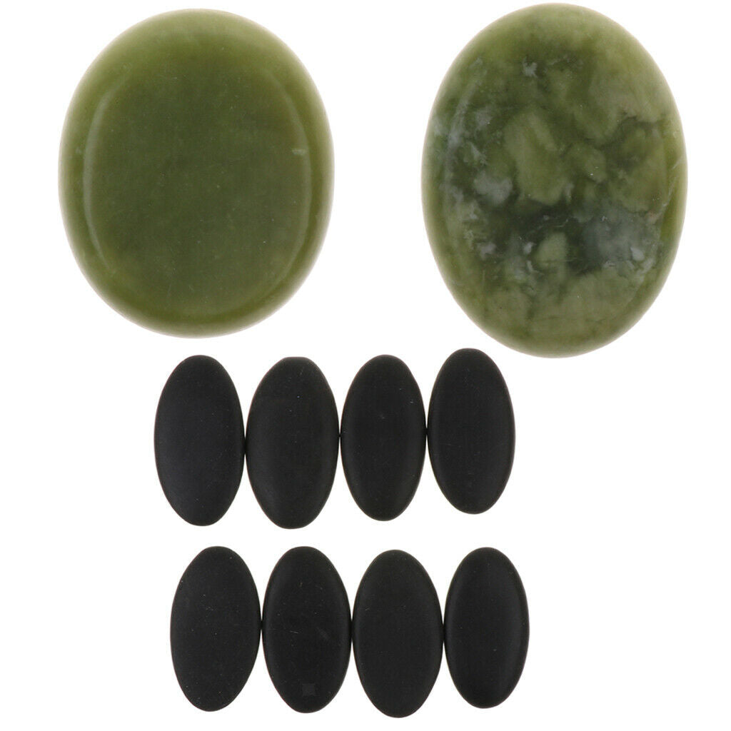 8 Pcs Large Black Natural Basalt Hot Stone Set for Massage Beauty Salon - Can be