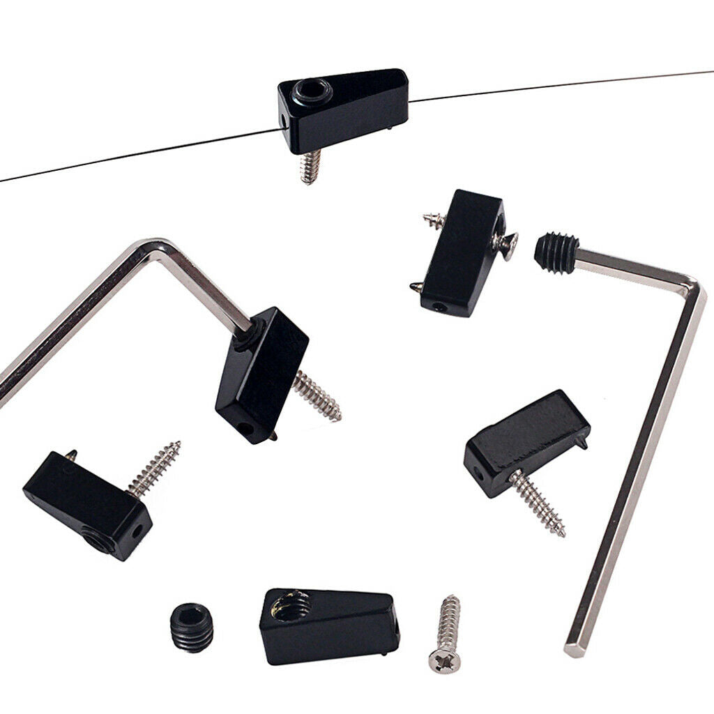 Electric Bass Guitar Headless String Nut Set With Wrench Screw Parts Black