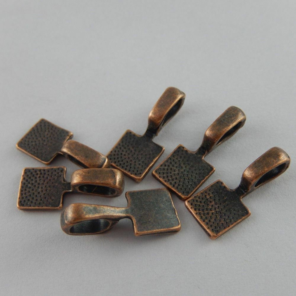 Antiqued Copper Tone Alloy Charm Glue On Bail Jewelry Findings 15*7mm 50pcs