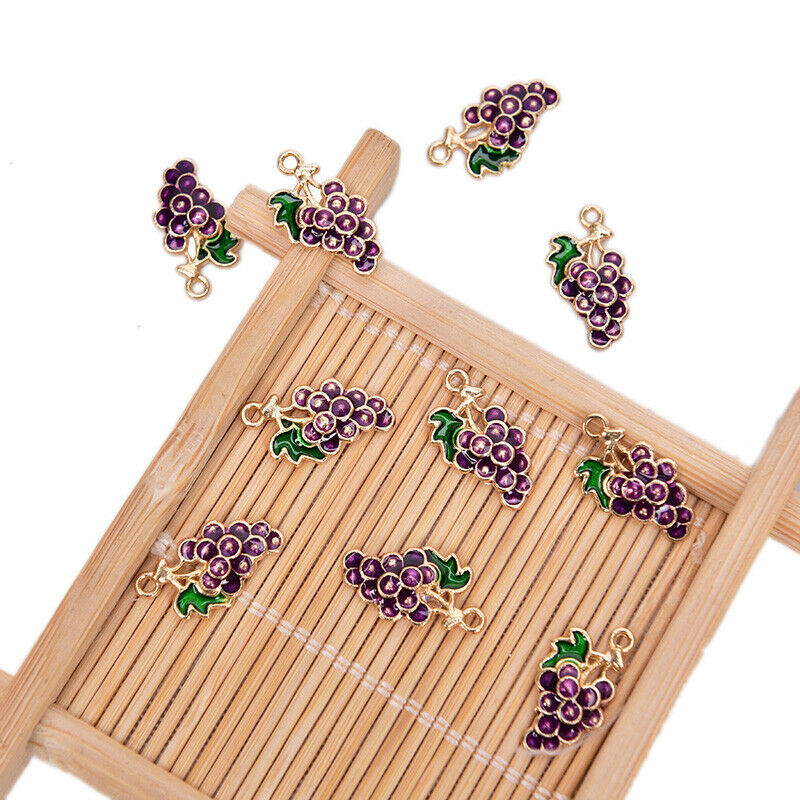 10Pcs/lot Alloy Enamel Grape Fruit Charms Pendants Craft DIY Jewelry Findings NC