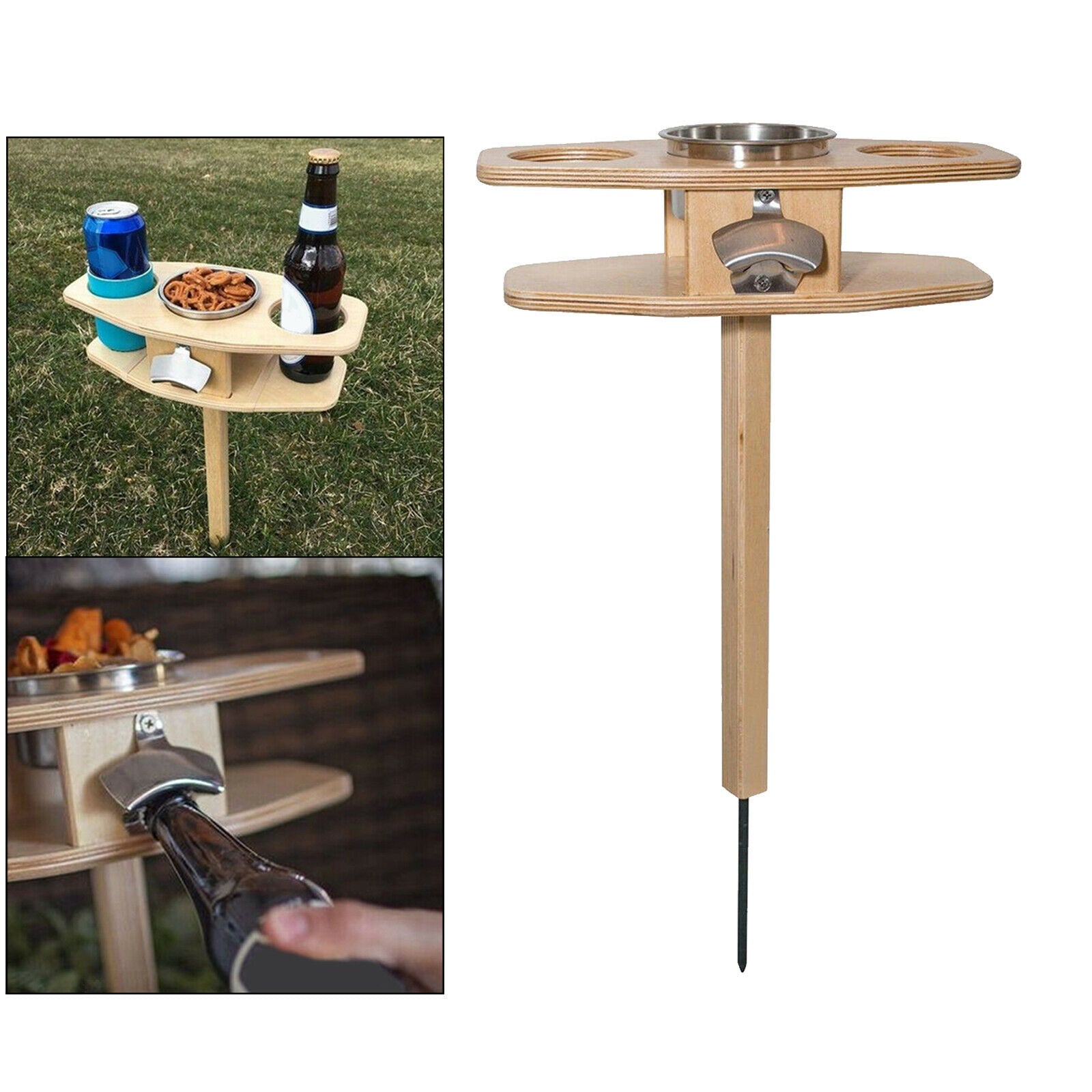Solid Wood Wine Table Lawn BBQ Party Trip Wine Glass Bottles Rack Stand