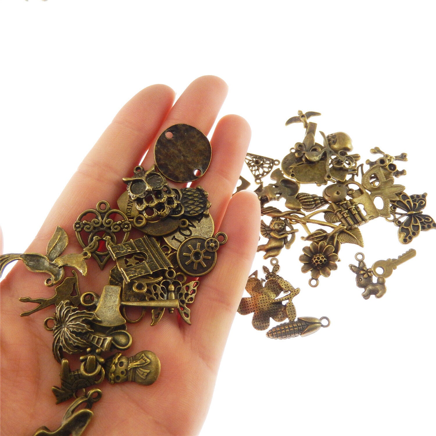 50g/lot Assorted Jewelry Crafts Alloy Bronze Charms Pendants Accessories 53201