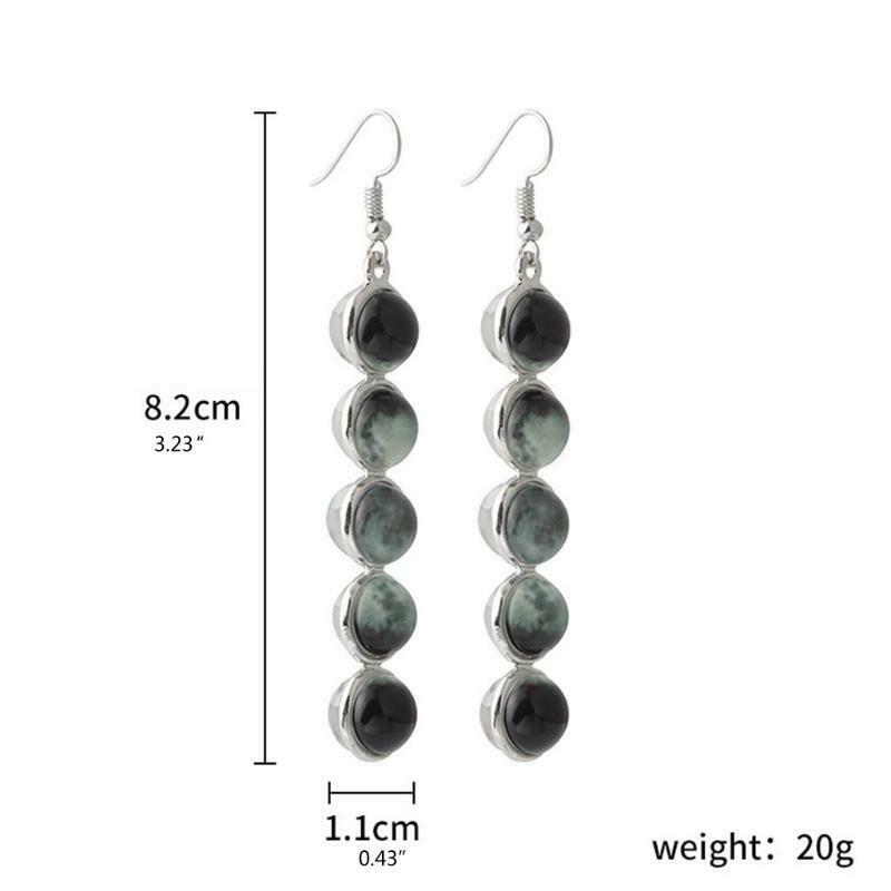 Fashion Luminous Earring Glowing Glass Dome Moon Phase Women Ear Dangle Decors