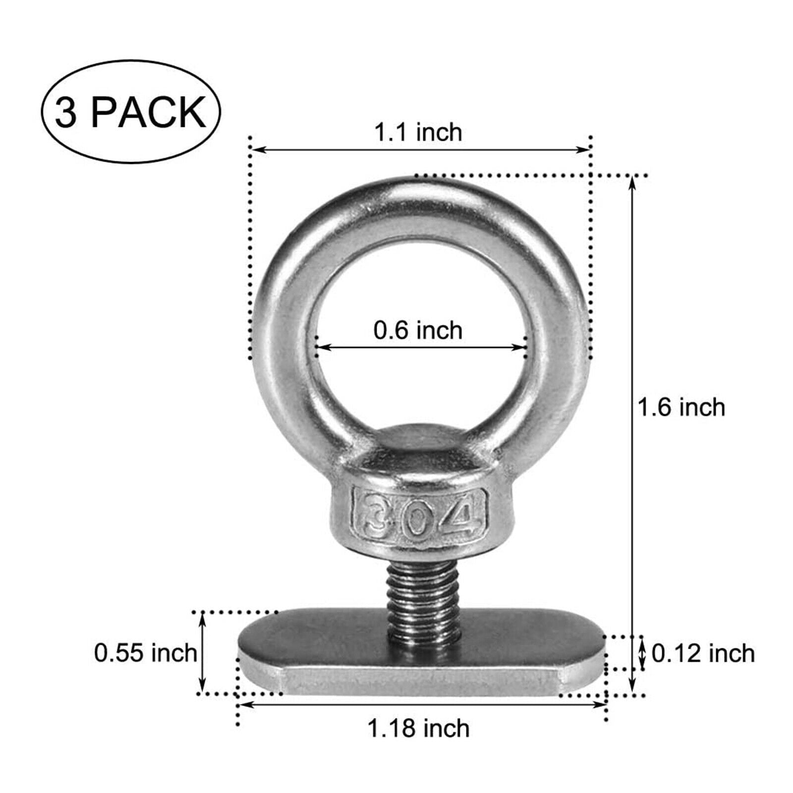 3x Kayak Rail Track Tie Down Eyelet Adapter Canoes Bungee Rope Up to 0.6"