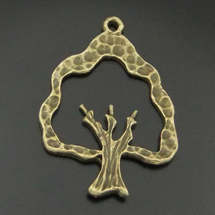30-pack Antiqued Bronze Hollowed Tree Pendant Charm Alloy Jewelry Craft 27x21mm