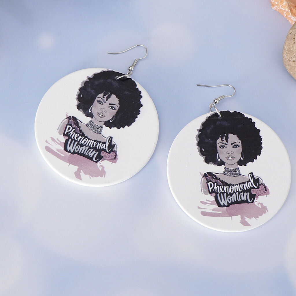 2Pair Ethnic Natural wooden African Map Club Lady Women Dangle Earrings