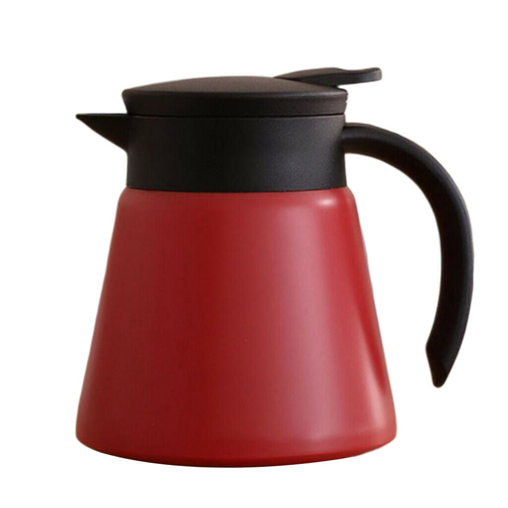 650ml Stainless Steel Vacuum Insulation Pot Tea Jug Hot Drinks -Red