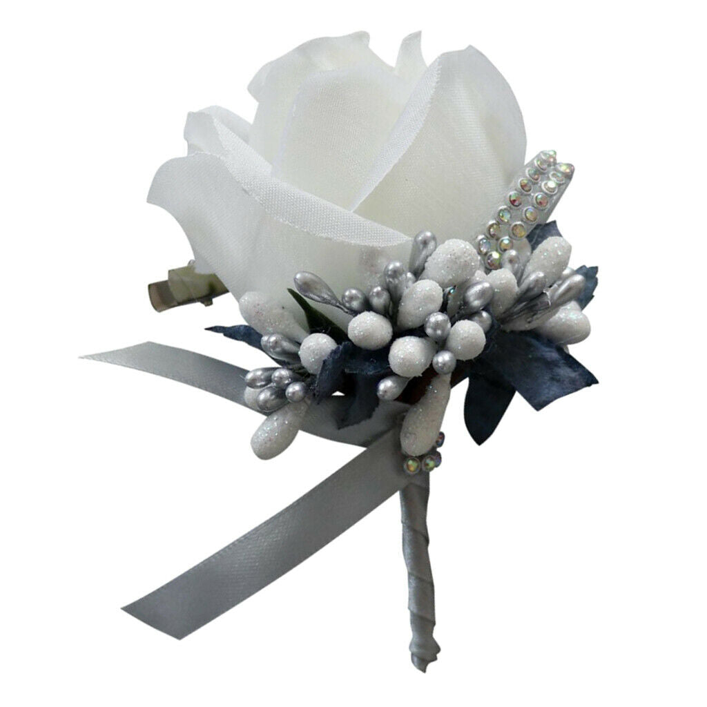 Artificial Rose Flowers Brooch Pin Suit Corsage Wedding Boutonniere Party Decor