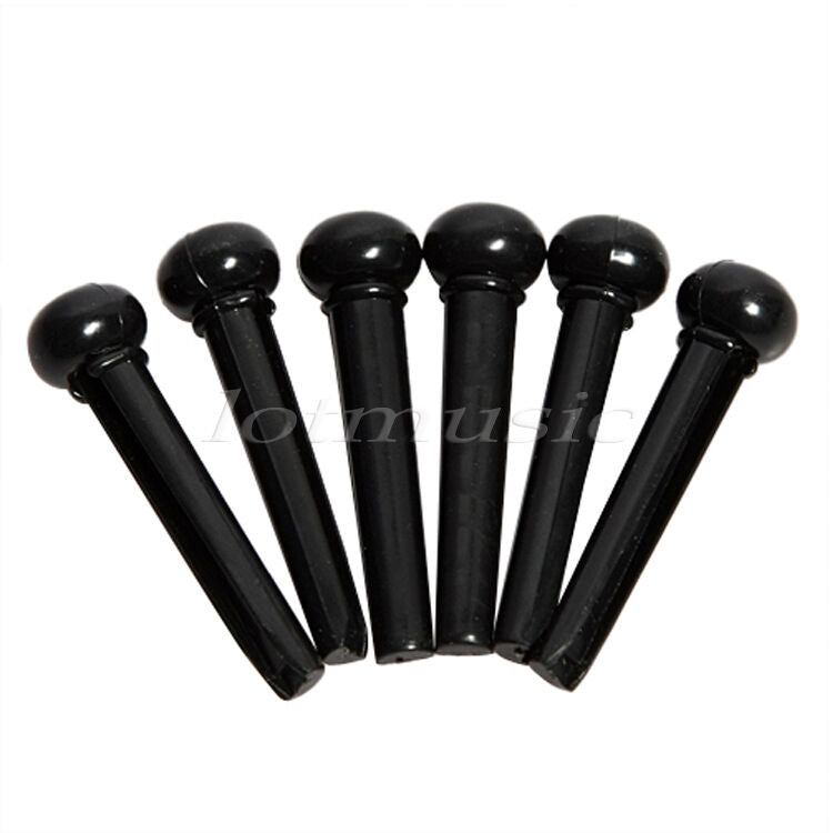 6 Pcs Acoustic Guitar Bridge Pins with Dot Inlay for Guitar Parts Black