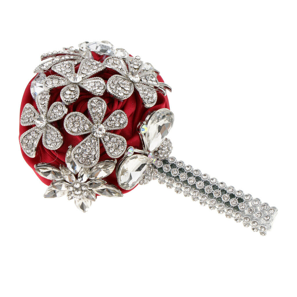 Bride Groom Rhinestone Crystal Corsage Boutonniere Wedding Supplies Wine Red