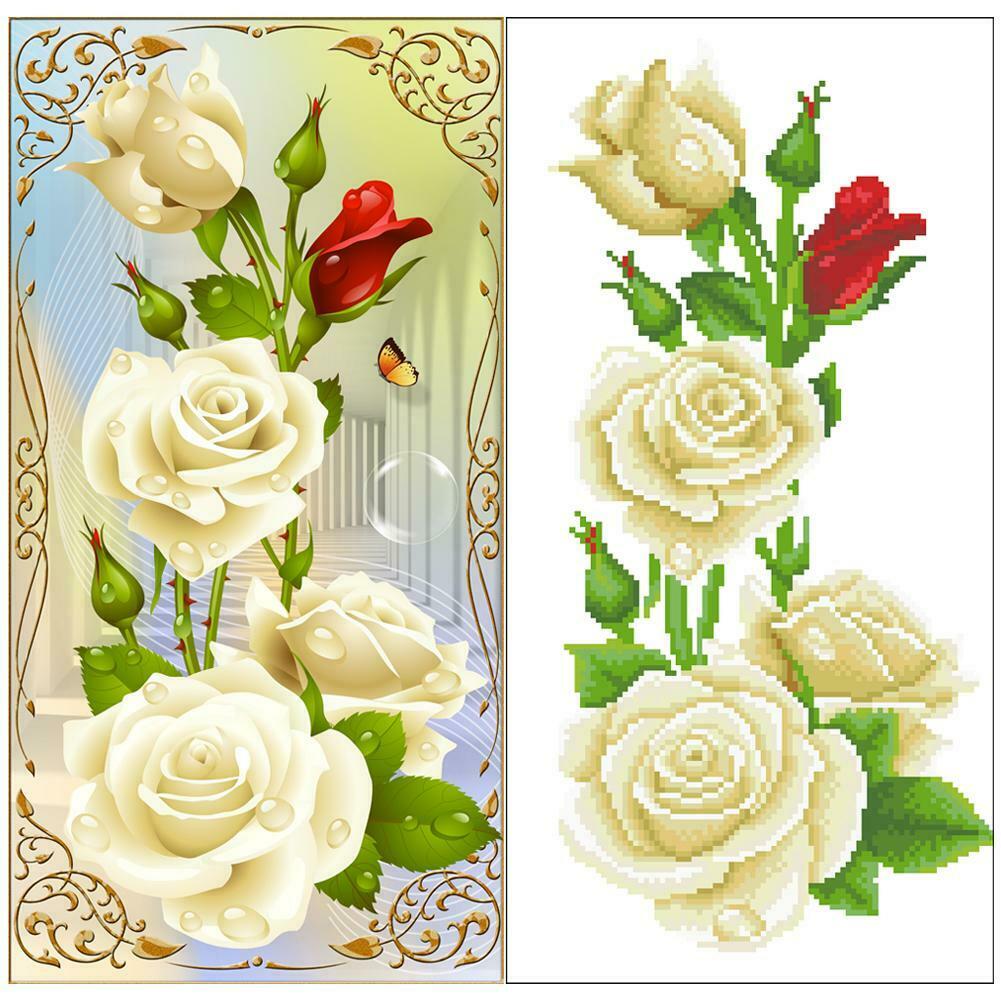 5D DIY diamond Painting Rose Flower Diamonds Wall Stickers Decor @