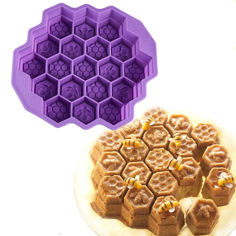 19 Cell Silicone Bee Honeycomb Cake decor Chocolate Soap Candle Bakeware M JBDA