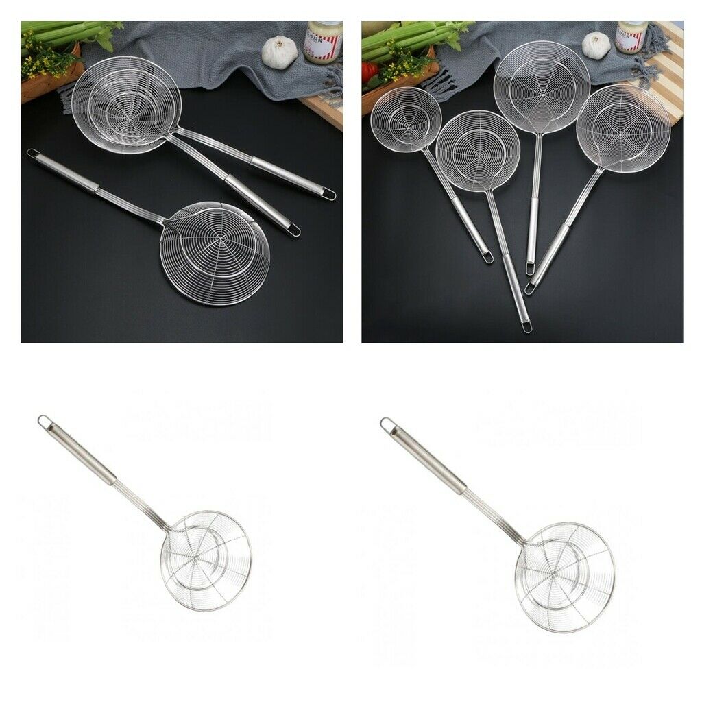 2pcs Stainless Steel Skimmer Ladle Spider Colander Deep French Fries Fish