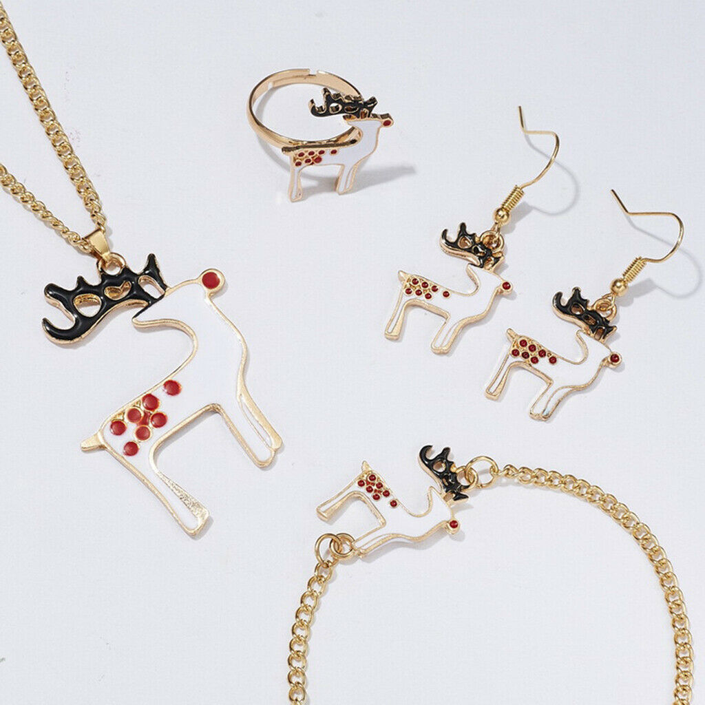 Christmas Jewelry Set Necklace Rings Bracelets Earring Decors Christmas Elk