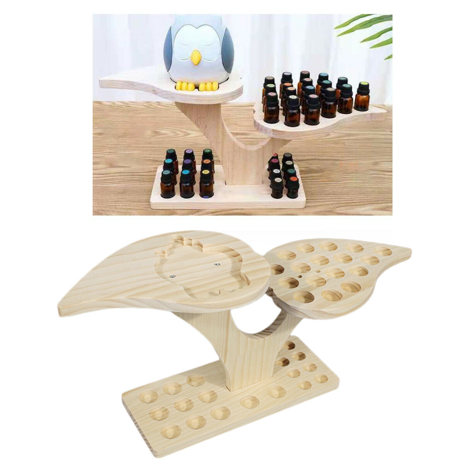 36 Slots Wooden Essential Oils Stand Diffuser Holder Display Carousel Box