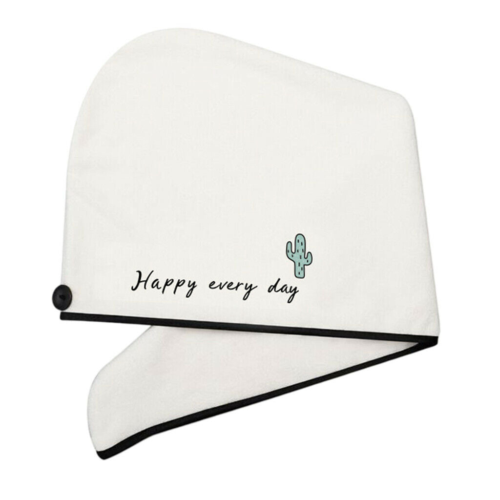 Water-absorbent Hair Towel Wrap Drying Hair Towel w/ Button Bathing Bath Hat