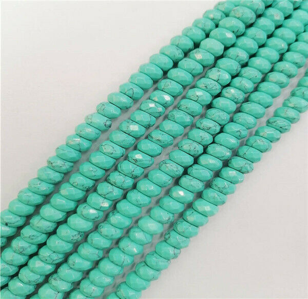 1 Strand 8x5mm Green Turquoise Faceted Rondelle Spacer Beads 15.5inch HH9312