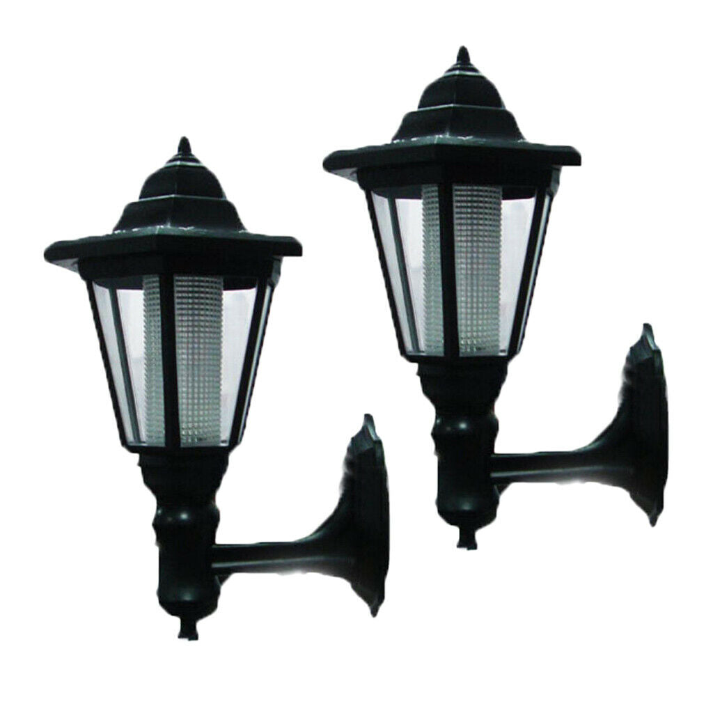 2 Pieces Power LED Light Retro Waterproof Automatic Patio Lamp Warm White