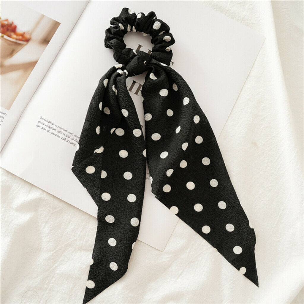 10Pcs Women Girls Hair Ties Scrunchie Floral Polka Dot Elastic Hair Band