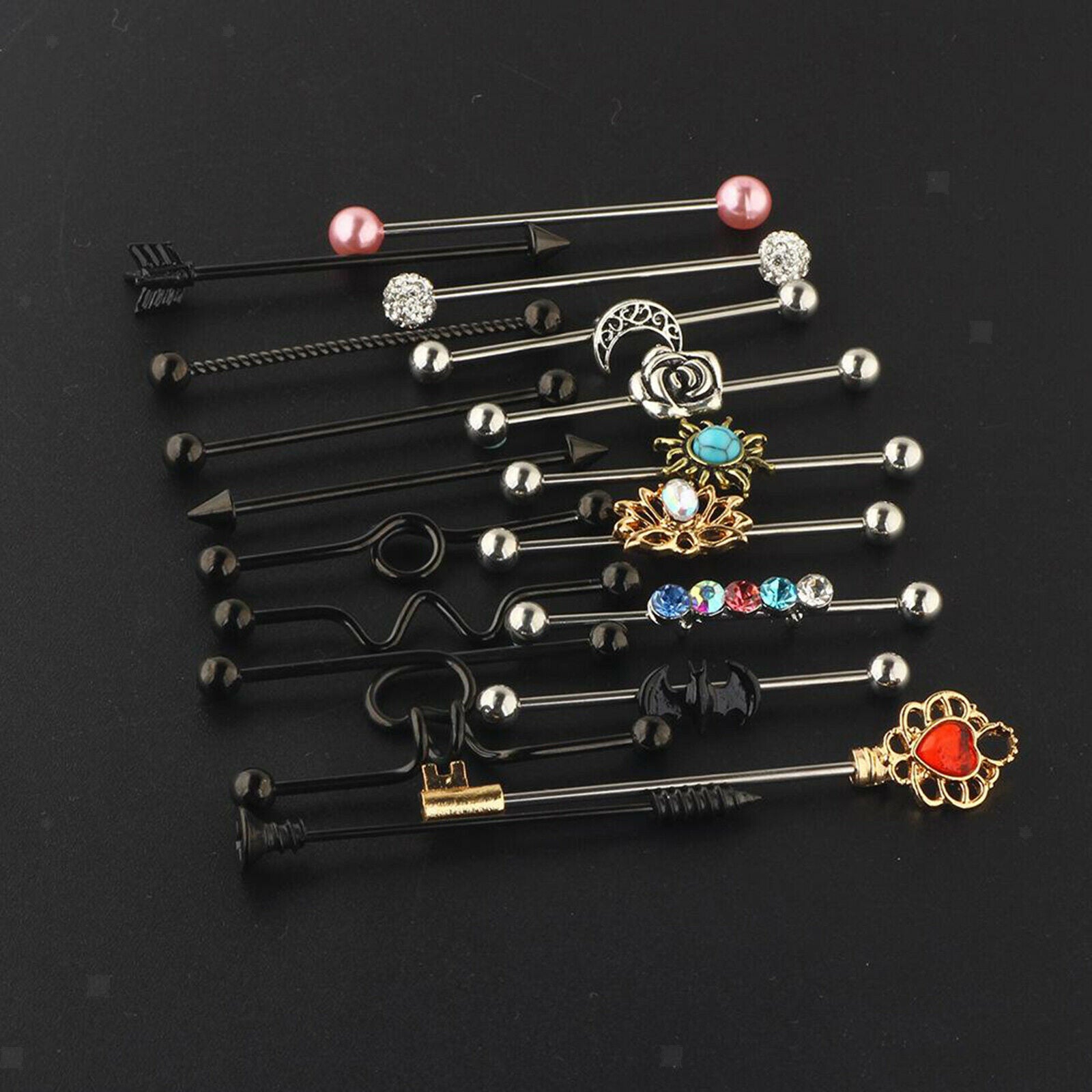 18pcs 1.6mm 14G Stainless Steel Industrial Barbell Earrings 38mm 1 1/2