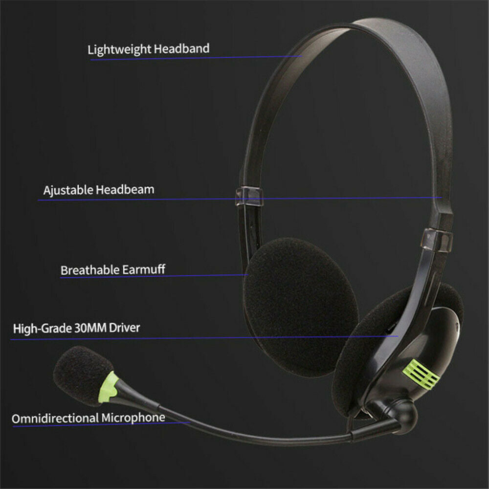 Mic USB Wired Headphones Office Headset Earphone For PC Laptop Phone Call