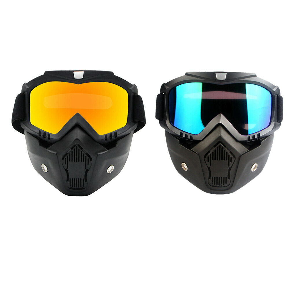 2PCS Windproof Retro Black Motorcycle Goggles for Adults Cycling Lightweight