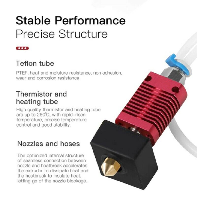 Hotend Kit for MK8 Extruder,Heating Block with Silicone Cover and 5 X0.4mm NozL2