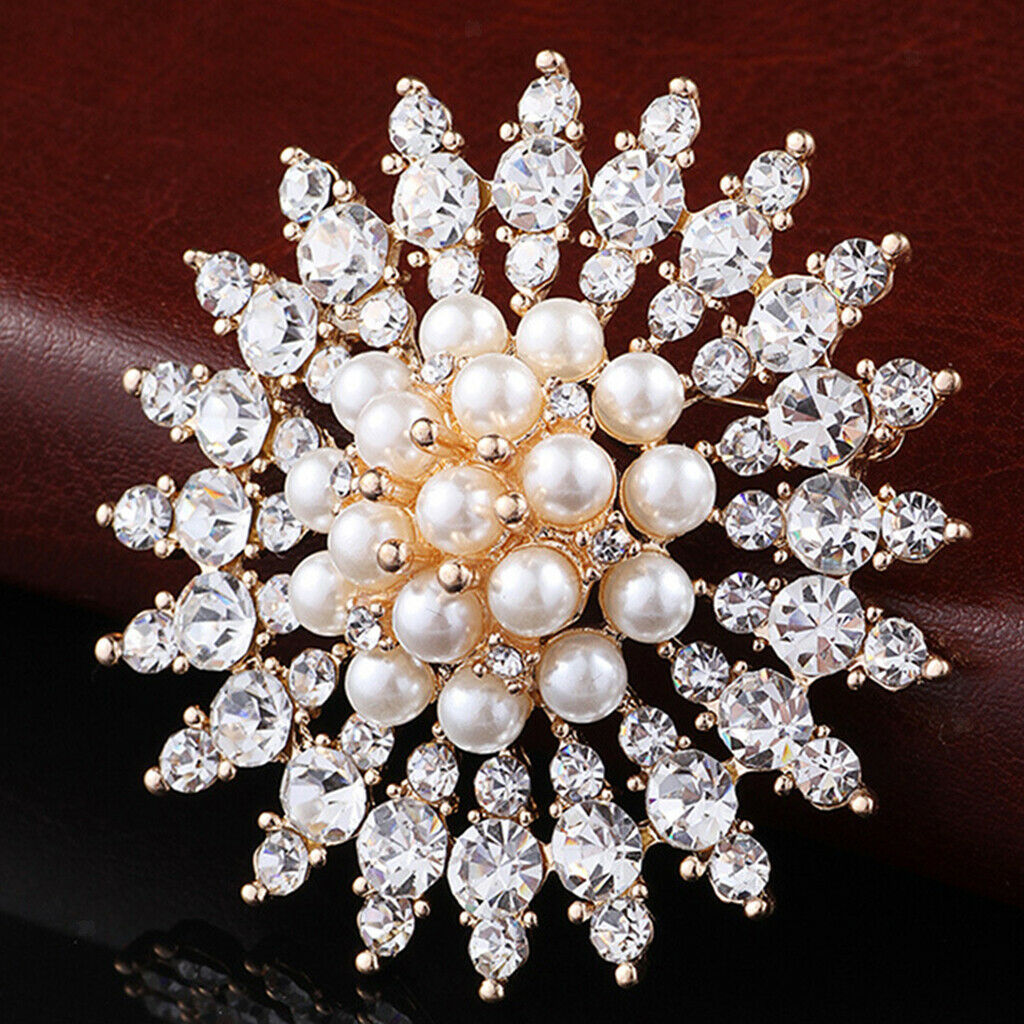 Women Lady Crystal Wedding Flower Bouquet Brooch Collar Lapel Badge Charms