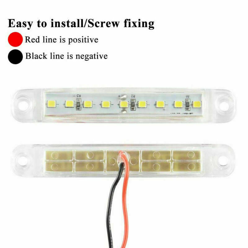 20X White 9 LED Sealed Side Marker Clearance Light Truck Trailer Lorry Bus 24V