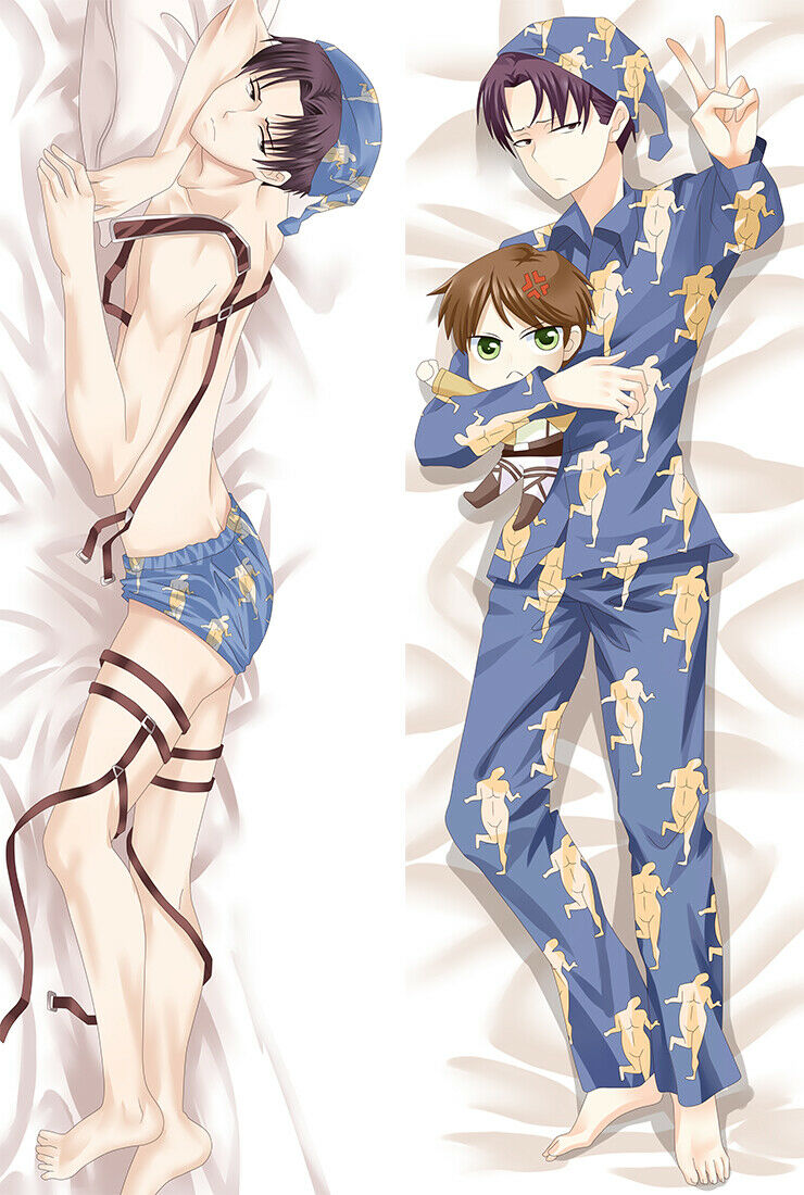 Attack On Titan Shingeki no Kyojin Dakimakura Levi Eren BL Body Pillow Case 59"