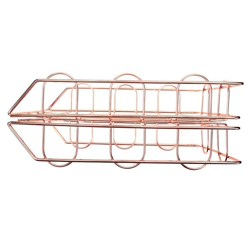 1 Set Of 2 Office Supplies Metal Stackable File Document Letter Tray OrganizerL9