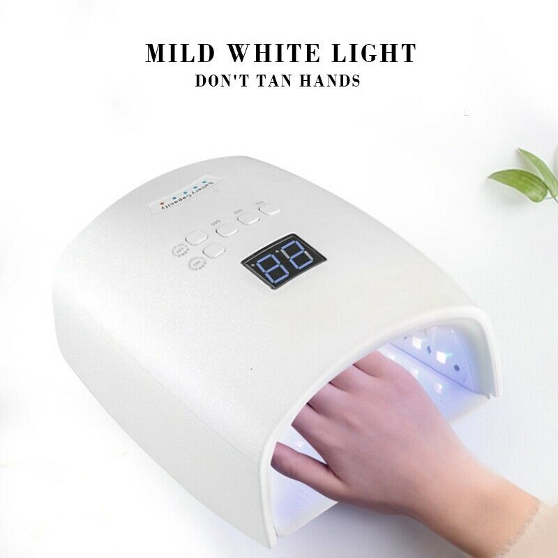 White 48W Cordless Wireless Rechargeable LED/UV Nail Lamp Gel Polish Light Dryer