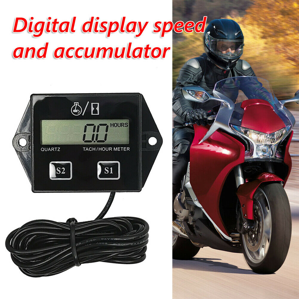 DJ-201 Digital Hour Tach Meter with LCD Display Tachometer for ATV UTV Boat