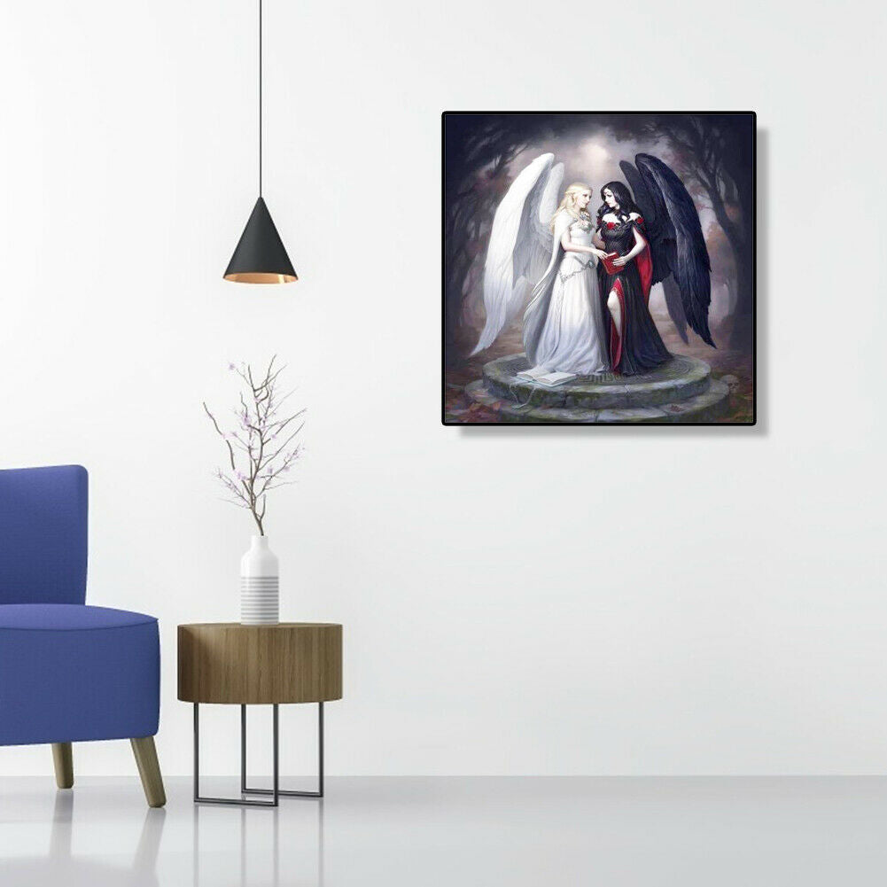 5D DIY Full Drill Diamond Painting Black and White Angel Cross Stitch Kit @
