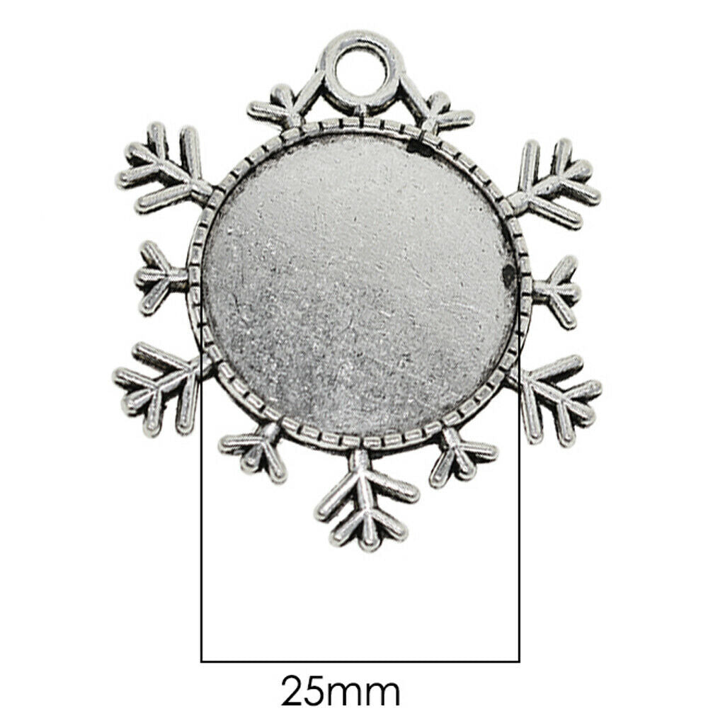 20 Snowflake Pendant Tray Cabochon Setting Set