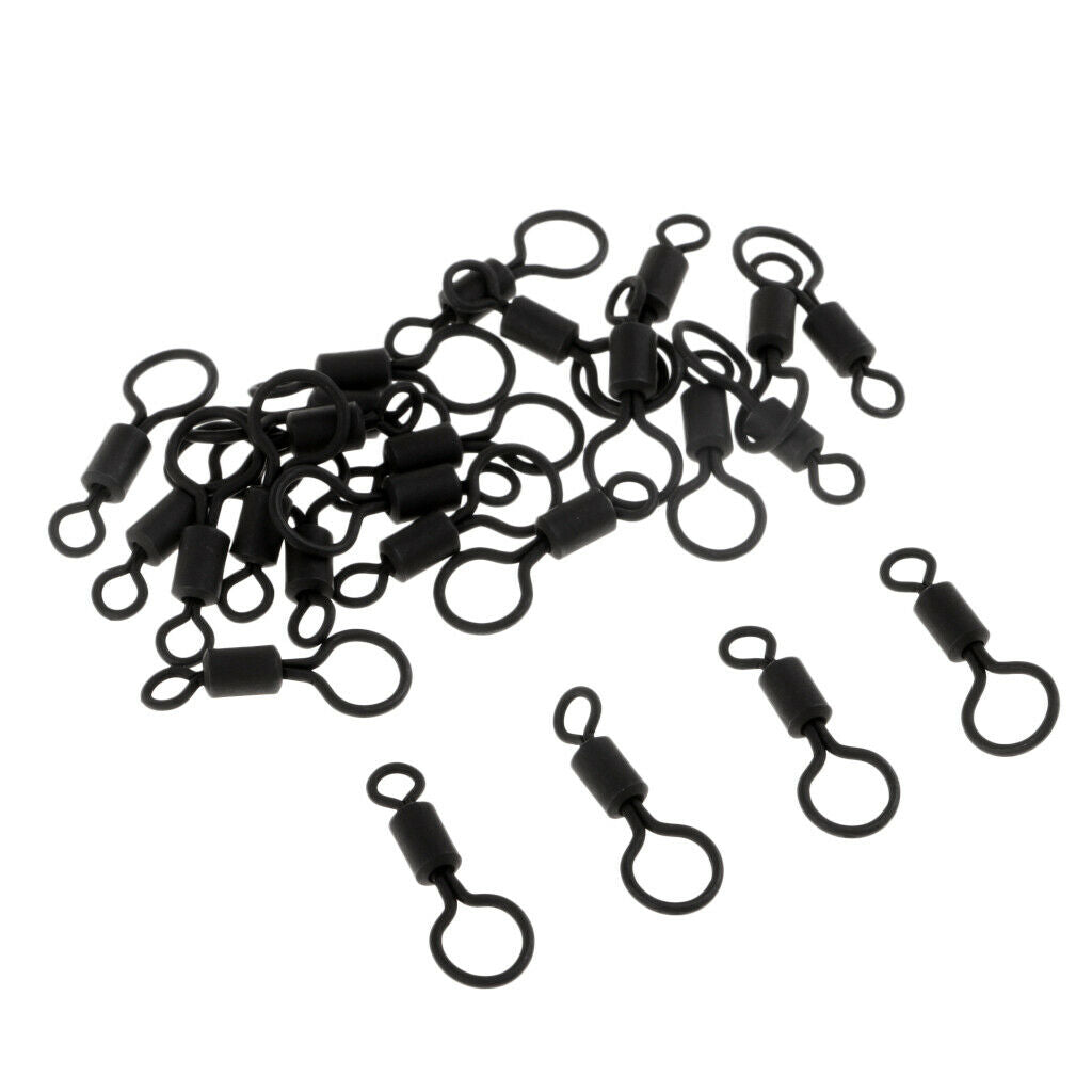 25pcs Matte Black Size 4 Anti Glare Carp Fishing Big Eye Long Body Swivels